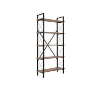 Dmora Bibliothèque martone, etagère de Bureau, Porte-Livre Mobile, librairie, 90x34 h180 cm, Pin et Noir