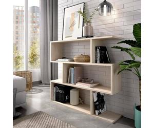 Dmora - Libreria Misone, Scaffale da ufficio multiuso, Mobile biblioteca portalibri a 3 ripiani, 110x25h96 cm, Rovere