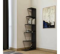 Dmora - Libreria Mizar, Scaffale da ufficio, Mobile portalibri, Biblioteca, 50x22h150 cm, Antracite e Nero