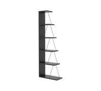 Dmora - Libreria Mizar, Scaffale da ufficio, Mobile portalibri, Biblioteca, 50x22h150 cm, Antracite e Nero