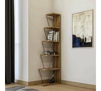 Dmora - Libreria Mizar, Scaffale da ufficio, Mobile portalibri, Biblioteca, 50x22h150 cm, Quercia e Nero