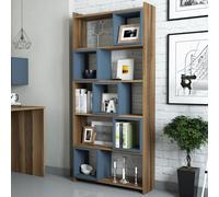 Dmora Libreria Monarch 80x22x170h cm Marrone Noce 4 Ripiani Installazione Libera, Biblioteca Sfumatura Colore Struttura Noce