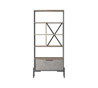 Dmora Libreria Musica, Scaffale da Ufficio, Mobile portalibri, Biblioteca, 76x45 h161 cm, Marrone e Grigio