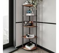 Dmora Libreria Nerion 34x34x139h cm Marrone Noce 4 Ripiani Installazione Libera, Biblioteca Sfumatura Colore Struttura Noce