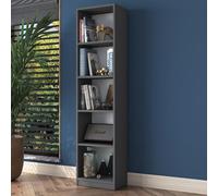 Dmora Libreria Omnion 40x25x162h cm Nero Antracite 4 Ripiani Installazione Libera, Biblioteca Struttura Verticale