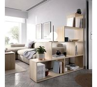 Dmora - Libreria Orsaro, Scaffale da ufficio multiuso, Mobile biblioteca portalibri a 6 ripiani, 145x29h145 cm, Rovere