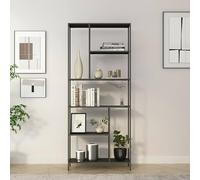 Dmora - Libreria Papaya, Scaffale da ufficio, Mobile portalibri, Biblioteca, 80x30 h188 cm, Ardesia
