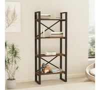 Dmora Libreria Praxo 66x32x150h cm Marrone Noce 4 Ripiani Installazione Libera, Biblioteca Utilizzabile Come Divisorio Locale