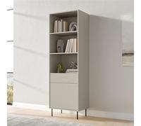 Dmora Libreria Sendim 60x39x184h cm Beige un Cassetto 3 Ripiani, Biblioteca con Piedini in Metallo