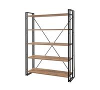 Dmora Libreria sol, Scaffale da Ufficio, Mobile portalibri, Biblioteca, 130x35h180 cm, Quercia e Nero