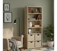 Dmora - Libreria Suzanna, Scaffale da ufficio, Mobile portalibri, Biblioteca, 89x40 h222 cm, Quercia