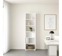 Dmora - Libreria Sylvaine, Scaffale da ufficio, Mobile portalibri, Biblioteca, 47x40 h222 cm, Bianco