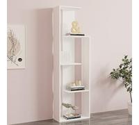 Dmora Libreria Tempus 50x20x160h cm Bianco 3 Ripiani Installazione Libera, Biblioteca Utilizzabile Come Divisorio Locale