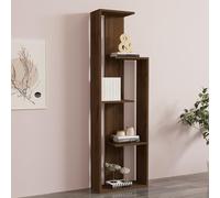 Dmora Libreria Tempus 50x20x160h cm Marrone Noce 3 Ripiani Installazione Libera, Biblioteca Sfumatura Colore Struttura Noce