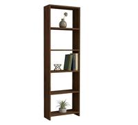 Dmora Libreria Vandor 50x20x160h cm Marrone Noce 5 Ripiani Installazione Libera, Biblioteca Struttura Verticale