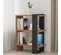 Dmora Libreria Wyvern 52x25x70h cm Marrone Noce 3 Ripiani Installazione Libera, Biblioteca Utilizzabile Come Divisorio Locale