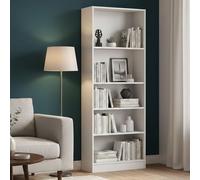 Dmora - Libreria Zelie, Scaffale da ufficio, Mobile portalibri, Biblioteca, 79x27 h203 cm, Bianco