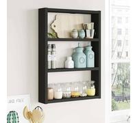 Dmora - Mensola Albali, Scaffale, Ripiano a muro, Scaffalatura multiuso, 43x9h60 cm, Nero