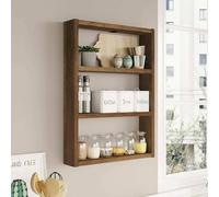 Dmora - Mensola Albali, Scaffale, Ripiano a muro, Scaffalatura multiuso, 43x9h60 cm, Noce