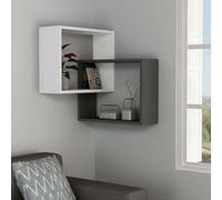Dmora - Mensola Alniyat, Scaffale, Ripiano a muro, Scaffalatura multiuso, 68x60h68 cm, Bianco e Antracite