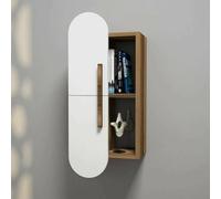 Dmora - Mensola Aquilae, Scaffale, Ripiano a Muro, Scaffalatura Multiuso, 35x22h60 cm, Noce e Bianco