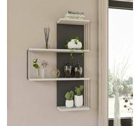 Dmora - Mensola Hadar, Scaffale, Ripiano a muro, Scaffalatura multiuso, 64x19h96 cm, Bianco e Antracite