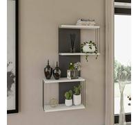 Dmora - Mensola Mirzam, Scaffale, Ripiano a muro, Scaffalatura multiuso, 65x19h96 cm, Bianco e Antracite