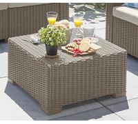 Dmora - Mesa Auxiliar de Exterior Rapolla, Mesa Baja de Jardin, Armario Exterior multiusos, Estante multifuncional, 68x68 h35 cm, Tórtola