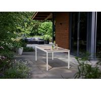 Dmora - Mesa de jardín Arbarei, Base de Picnic, Mesa de comedor de jardín, Banco multiusos para Exterior, 200x95 h75 cm, Roble y Blanco