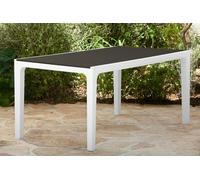 Dmora - Mesa de jardín Tornaco, Base de Picnic, Mesa de comedor de jardín, Banco multiusos para Exterior, 160x90 h74 cm, Blanco y Gris Oscuro