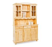 Dmora Mobile Buffet credenza vetrina Shabby, Pino massello, 130 x 198 x 32 cm