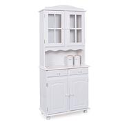 Dmora Mobile Buffet credenza vetrina Shabby, Pino massello, 88 x 198 x 32 cm