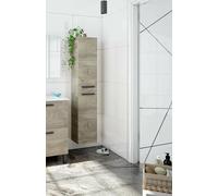 Dmora - Mobile colonna Alexandria, Mobile per bagno a 2 ante, Armadio pensile sospeso con 2 ripiani, 30x25h150 cm, Rovere