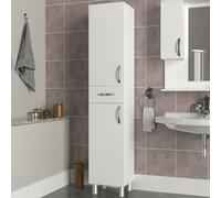 Dmora Mobile Colonna Arkab 35x31x179h cm Bianco 4 Ripiani un Cassetto, 2 Ante