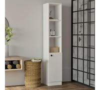 Dmora Mobile Colonna Kanoon 30x30x170h cm Bianco 3 Ripiani Un'anta, 5 Vani