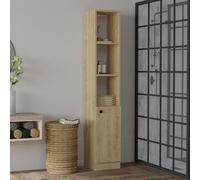 Dmora Mobile Colonna Kanoon 30x30x170h cm Marrone Rovere 3 Ripiani Un'anta, 5 Vani