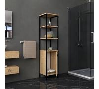 Dmora Mobile Colonna Karare 162x34x38h cm Marrone Rovere 3 Ripiani Un'anta, 4 Vani
