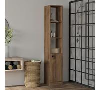 Dmora Mobile Colonna Karene 30x30x170h cm Marrone Noce 3 Ripiani Un'anta, 5 Vani