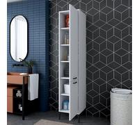 Dmora Mobile Colonna Kareno 40x40x199h cm Bianco 5 Ripiani 2 Ante, 6 Vani