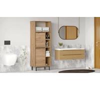 Dmora - Mobile Colonna Mimas, Pensile Bagno o Cucina, Armadio Alto Multifunzione, Mobiletto Multiuso, 160x36 h45 cm, Noce