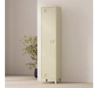 Dmora - Mobile colonna Mirtillo, Pensile bagno o cucina, Armadio alto multifunzione, Mobiletto multiuso, 38x38 h180 cm, Panna