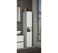 Dmora - Mobile colonna Nigel, Pensile bagno o cucina, Armadio alto multifunzione, Mobiletto multiuso, Made in Italy, 34x34h180 cm, Bianco lucido