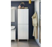 Dmora Mobile Colonna Sarasota, Pensile Bagno o Cucina, Armadio Alto Multifunzione, Mobiletto Multiuso, 60x35 h182 cm, Bianco Lucido