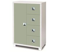 Dmora Mobile Contenitore 1 Anta + 4 cassetti, Legno Chiaro, 73 x 115 x 41 cm