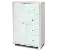 Dmora Mobile Contenitore 1 Anta + 4 cassetti, Legno Chiaro, 73 x 115 x 41 cm