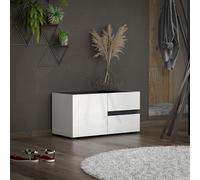 Dmora - Mobile da Ingresso Antananarivo, Entratina Appendiabiti, Composizione per atrio, Consolle portaoggetti Multifunzione, Made in Italy, 80x38h42 cm, Bianco Lucido e Antracite