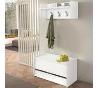 Dmora Mobile da Ingresso Brionia 40x90x46h cm Bianco un Ripiano Appendiabiti, un Cassetto Made in Italy