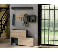 Dmora - Mobile da ingresso Caph, Entratina appendiabiti, Composizione per atrio, Consolle portaoggetti multifunzione, 120x17h76 cm, Antracite e Rovere