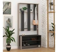 Dmora Mobile da Ingresso Eridia, Entratina Appendiabiti, Composizione per atrio, Consolle portaoggetti Multifunzione, 90x36 h180 cm, Beige e Antracite