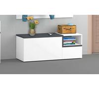 Dmora Mobile da Ingresso Flavio, Entratina Moderna Multifunzione, Armadietto Multiuso per atrio, 100% Made in Italy, cm 120x40h54, Bianco Lucido e Ardesia